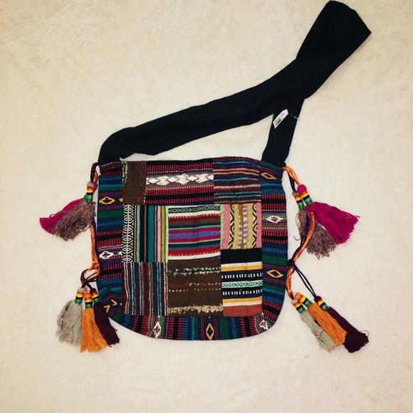 Embroidered/Patchwork Boho Canvas Shoulder Bag - Picture 2 of 4